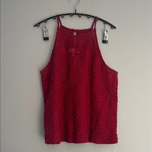 Monteau Red Lace Tank Top Size Medium